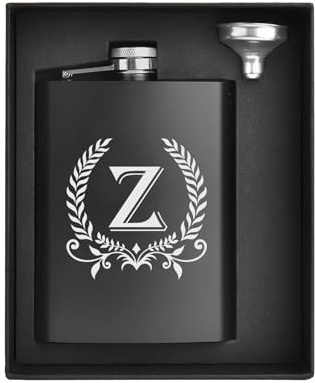 ELEGANTPARK Hip Flasks for Liquor for Men with Initials Monogrammed Gifts for Men Birthday Personalized Gifts for Him Groomsmen Dad Engraved Hip Flask with Funnel 8 OZ Letter Z