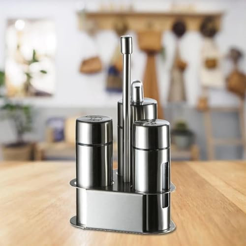 aceitera y vinagrera Saleros for Cocina | Juego de dispensador de Sal y Pimienta, vinagre y Aceite | Organizador de condimentos