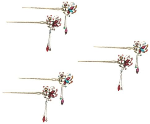 DOITOOL 6piezas Varillas Cabello De Clásico Horquillas Chinas Para Cabello Accesorios Día Diseño De Rojo