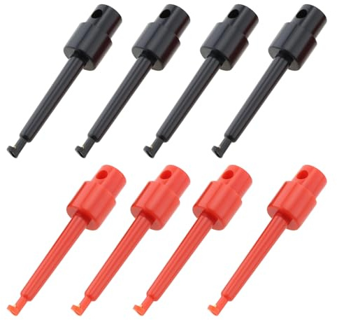eMagTech 8 Stück Kunststoff Fliegenhaken Hechelzange Angelköder Oder Haken Display mit Langer Spitze Hechelzange Angelzubehör Zum Fliegenfischen auf Nymphenfliegen (4 Stück Schwarz Und 4 Stück Rot)