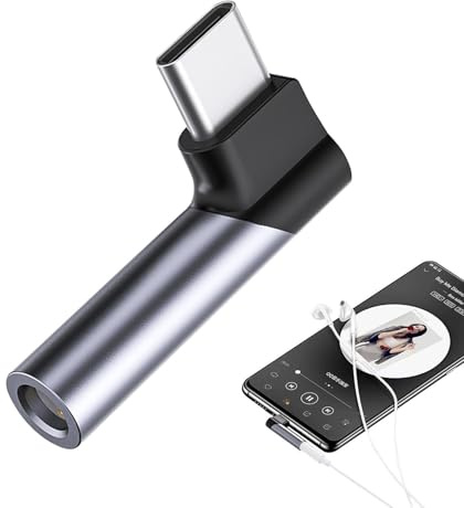 Lyricalist Adattatore audio USB C da 3,5 mm - Adattatore per cuffie USB C, adattatore audio ausiliario di tipo C da 3,5 mm ad angolo retto | Dongle per cuffie stereo wireless, convertitore audio
