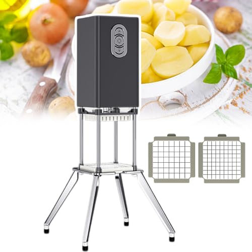 pedenencelia Coupe Frites Électrique,Coupe Frites Vertical avec Lames 9 Mm,12,2 Mm,Trancheuse Pommes Terre Automatique Professionnelle Commerciale Et Domestique,Black