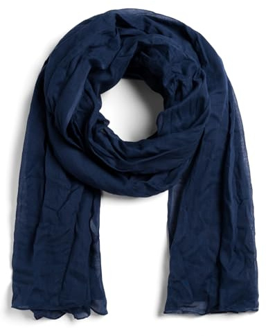 Sciarpe, scialle - 100% cotone, misura 110 x 300 cm, sciarpa da donna e da uomo, lunghezza 3 metri, comfort e fluidità, Blu marino