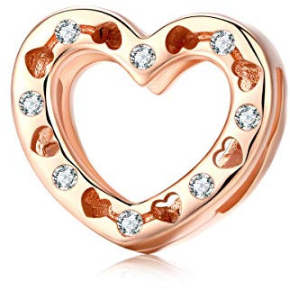 Sterling Silber Schmuck, 925 Sterling Silber Amour Herz Charm für Frauen Reflexions Armband Mädchen Roségold Schmuck