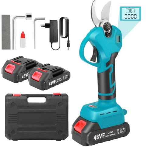 Tijeras De Podar Eléctricas, Tijeras Eléctricas Inalámbricas Con 2 Baterías De 1500mAh 21V, Diámetro De Corte De 25mm, Pantalla LCD, Motor Sin Escobillas, Tijeras Eléctricas Para Podar Jardines