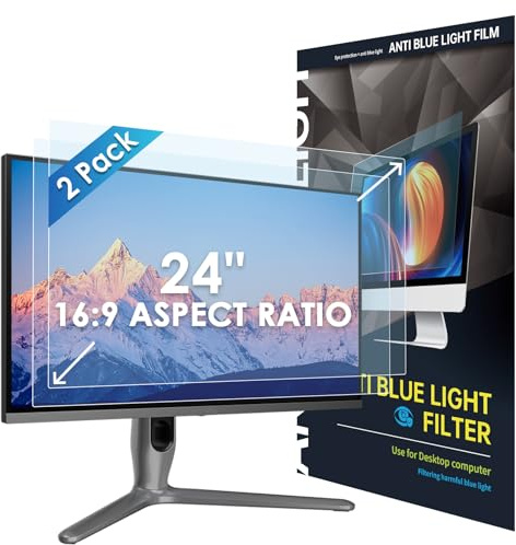 LAMA 2 Pack 24 Inch Blue Light Blocking Screen Protector, WxH: 531mm x 298mm, 16:9, Universal Computer Monitor Screen Filter, Anti Blue Light, Anti Glare, Anti-UV, Eye Protection, Reduce Eye Strain