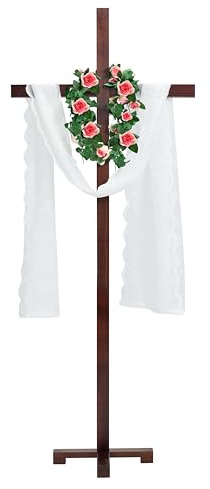 Rozozo Assembly Maximum 71Inch(180cm) Adjustable Large Wooden Handmade Cross,Oversized Stand Tall Yard Cros,Wall Cross Decoration,Catholic Easter Wedding Christmas Outdoor Cross-2