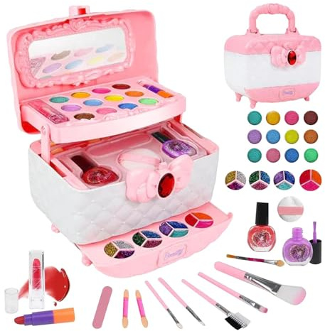 Make-up-Set für Mädchen, Prinzessinnen-Make-up-Koffer, Make-up-Tasche für kleine Mädchen, tragbare Make-up-Tasche für kleine Mädchen, Prinzessinnen-Make-up-Tasche