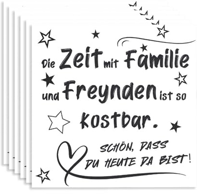 ParPix 20 Stück Servietten Kostbare Zeit, 33x33cm Familie Freunde Schön Dass Du Da Bist Servietten, Servietten Geburtstag Frau Mann, Papierservietten Schön Dass Du Da Bist, Geburtstagsservietten