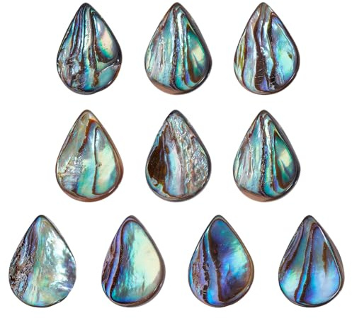 BENECREAT 10 Stück Natürliche Abalone Perlen In Tropfenform 16x12mm Bunte Paua Muschel In Tropfenform Flache Lose Perlen Für Die Schmuckherstellung DIY Ohrring Armband Halskette