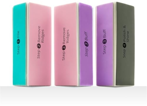 4 Way Nail Buffer Block (3 Pcs), Nails Smoother Buffing Block Nail Shine Buffers Blocks Files for Natural and Acrylic Nails Smoother Buffing Block Polisher Fingernail File Buffer 120/240/600/3000 Grit