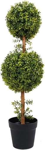 BPIL 90cm Artificial Boxwood Topiary Ball Tree, Front Porch Home Decor, Decoration Plants for Indoors in Home, Kitchen, Lounge and Office or Outdoors in Garden or Entrance