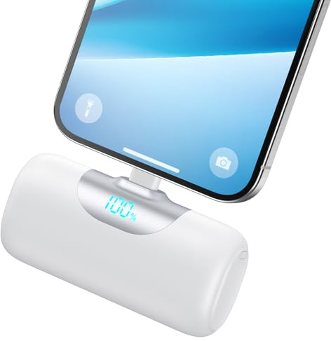 Mini Batterie Externe pour iPhone, 5500mAh Power Bank 15W PD 3.0A Charge Rapide Chargeur Ultra-Compact et Léger Batteries Portable avec Écran LED pour iPhone 14/13/12/11/XR/8 etc