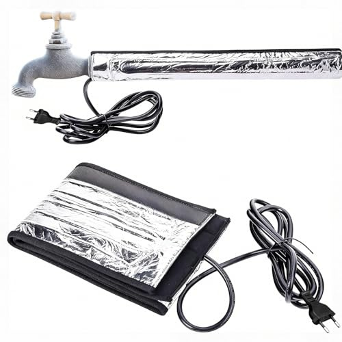 Heizdecke für Wasserleitungen, 100 x 15 cm, temperaturgesteuert | Aluminiumfolie, Frostschutz, Heizkabel für 3,8 cm Metall-Kunststoffrohre, Rohrbegleitheizung, Innen und außen