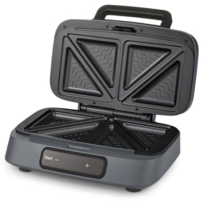 Morphy Richards GRILLX Toasted Sandwich Maker, Non-Stick Easy Clean Plates, Anti Hot Steam, Timer, Cool Touch Handle, Anti-Slip Feet, Cord Storage, 800W, 450001, Black
