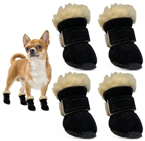 AIEDECOPT Bottes pour Chien, Chaussures pour Chien Antidérapantes, Bottes pour Chien de Protection, Adaptées Aux Chiens de Petite et Moyenne Taille pour Les Activités de Plein Air en Hiver (Noir, M)