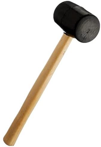 Rubber Mallet， ﻿ Round Wooden Handle Rubber Hammer Solid Wood Installation Floor Tile Construction Tool