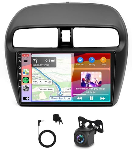 2+64G Android 14 Autoradio pour Mitsubishi Mirage Space Star 2012-2019 GPS avec Wireless Carplay Android Auto Radio Dab 9 Pouces Radio Double DIN Bluetooth WiFi FM SWC caméra de recul RDS
