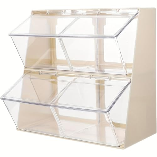 AMZGSHOP Clear Tea Bag Storage Box with Lid Tea Bag Organizer Stackable Acrylic Tea Bag Holder for Countertops Pantries and Cabinets