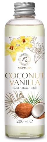 Doftpinnar refill Coconut-Vanilla 200 ml - Luftfräschare Kokos-Vanilj - Hemdoft - Aromaterapi - Långvarig doft - Doftspridare för hemmet - Exotisk arom - Parfymerad rumsdoft