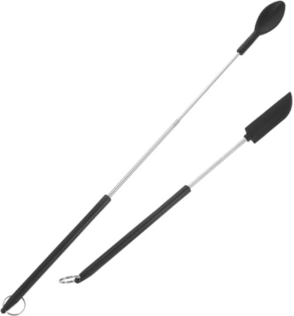 EXAOMBLE Spatola in Silicone Nera Leggera Manico, Raschietto per Dolci e Cosmetici, per Baking e Miscelare Precisione