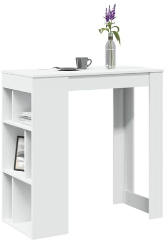 Pyvara Bbord med hylla, vitt trämaterial 102 x 50 x 103,5 cm med 6 fack, rymmer upp till 70 kg, perfekt som matbord, köksbord, matmöbler, kompakt för vardagsrum och matplats