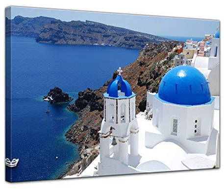 Bilderdepot24 Bild auf Leinwand | Santorini - Griechenland II in 80x60 cm als Wandbild | Wand-deko Dekoration Wohnung modern Bilder | 202569