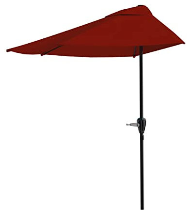 Pure Garden - Medio paraguas de patio de 9 pies con manivela fácil – sombra de patio al aire libre – Toldo pequeño para balcón, mesa o terraza (rojo)