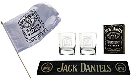 Jack Daniel's Gift Bundle - JD Flag, Playing Cards, Mixer Glasses and bar mat