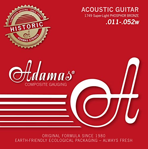 Adamas Saiten Satz für Akustikgitarre Historic Reissue Phosphor Bronze, massives Messing ball-end Super-Light .011-.052