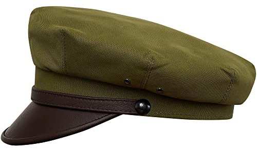 Sterkowski Elvis Mottorradmütze | Baumwolle Vintage Biker für Frauen und Männer | Sonnenhut Herren schiebermütze Herren Cap Herren Military Cap Herren Visor Cap Damen 59 cm Olivgrün/Braun