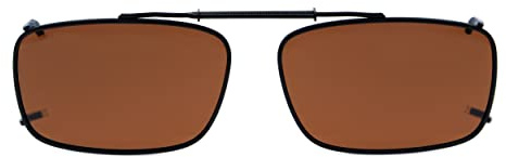 Eyekepper Metal Frame Rim Polarized Lens Clip On Sunglasses 54 * 34MM Brown Lens