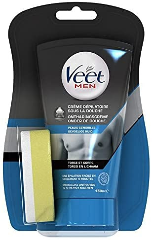 VEET MEN Enthaarungscreme für Herren unter der Dusche – für empfindliche Haut, 150 ml, 6 Stück
