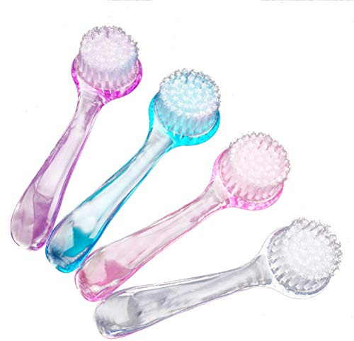 ARTIBETTER Sheep Horn Facial Cleansing Brush Set 4 Pack Manual Face Cleaning Brushes with Protective Cap for Deep Pore Exfoliation and Skin Care Wet Dry Use 5.11 Inch