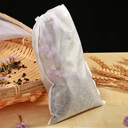 Prosperveil, 50 bustine da tè usa e getta vuote con coulisse, bustine da tè in tessuto per foglie sfuse di tè, spezie, erbe aromatiche 15 x 20 cm