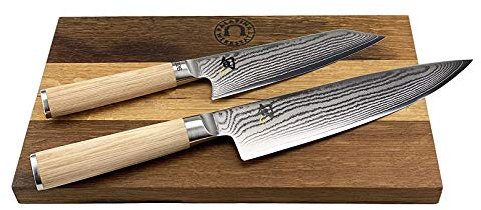 KAI Shun Classic White Bundle | DM-0777W, limitiertes Kiritsuke Kochmesser | + DM-0706W japanisches Kochmesser | + 30x18 cm Schneidebrett | VK: 428,- €