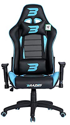 BraZen Sentinel PC Adult Chairs Gaming Chair for Adults Ergonomic Office Seat Computer Gaming Chairs for Adults Video Game Chaors Gamer PC - Blue