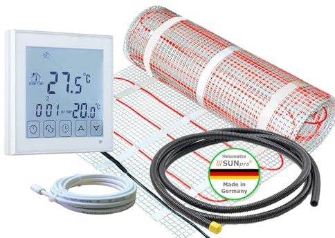 ew direkt elektrische Fußbodenheizung SunPro 160, Komplettset 4 m² für Fliesen, Naturstein mit Thermostat RT-45