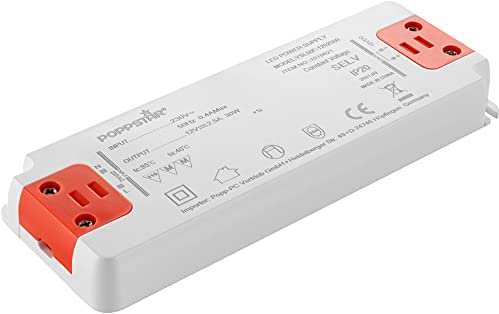 Poppstar Slim LED Trafo 12 V (für 0,3 bis 30 Watt LEDs) Ultra flacher LED-Transformator 230V AC / 12V DC 2,5A