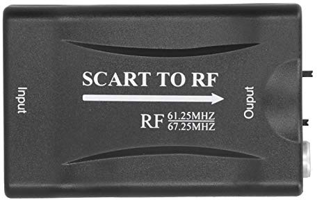 ASHATA SCART to RF Converter, CART to RF Video Adapter 67.25Mhz/61.25Mhz Output Converter for DVD/TV Box/Network Box/Game Console, etc