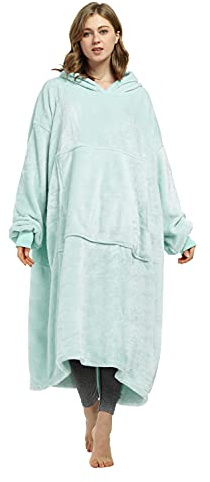 Catalonia Classy Lange Weiche Kapuzendecke, Kuschelige Geschenke für Sie, Fleece Warme Tragedecke, Übergroße Kapuze für Erwachsene Männer Frauen, Aqua