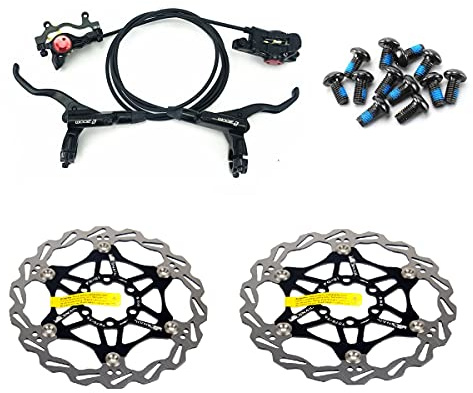 Ensembles de freins à disque hydrauliques SUMC Zoom VTT Ensembles avant et arrière VTT avec rotor à disque flottant 160 mm et boulons de couleur (noir)