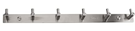 Hakenleiste mit 6 Pin-Haken Edelstahl Garderobe Wandhaken zum Bohren Silber