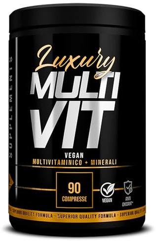 Integratore Multivitaminico Luxury Supplements ● 12 Vitamine e 7 Minerali Essenziali ● Multivitaminico Naturale e Completo 90 Compresse ● Complesso Multivitaminico per Uomo, Donna e Bambino