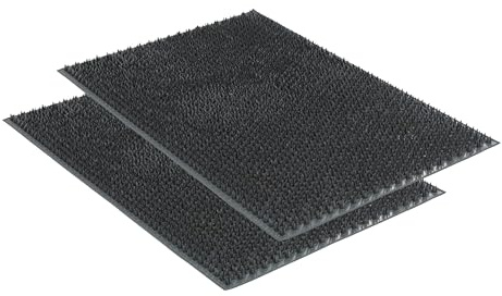 Wetterfeste Gummifußmatte Garten flexibel außen - Grau 2er Set 40 x 60 cm | Witterungsbeständige Fußmatte aussen Schmutzfangmatte Outdoor Türmatte leicht zu reinigen Gummimatte rutschfest Fussmatte