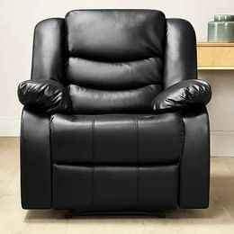 MNS Leather Recliner Sofa with Cupholders - 1 Seater Sofa - Black (1 Seater)