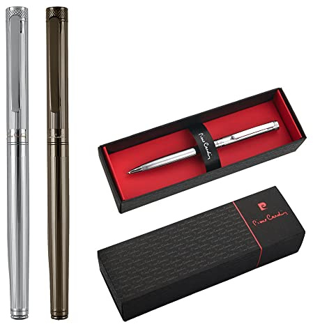Pierre Cardin® RENEE Rollerball mit Gravur | Premium Stift Etui | blaue Mine | edel | personalisiertes Geschenk | Namen | graviert | Jahrestag | Geburtstag (Silber)