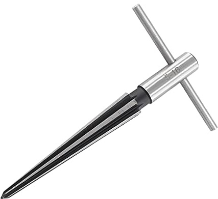 LifCratms 5–16 mm T-Griff, konische Reibahle, 6 geriffelte Fasen-Reibahle, Gitarrensteg-Lochgriff, konische Reibahlen, Holzarbeiter-Gitarrenbauer-Werkzeug