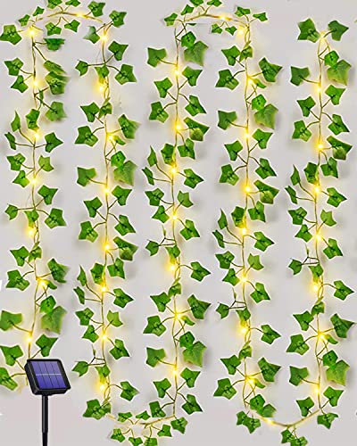 Joysing Solar String Lights 10M 100 LED Vines with Fairy Lights Solar Powered, 8 Modes Artificial Ivy Waterproof Ivy Fairy Lights Ivy Garland Artificial with Lights for Bedroom Wall Wedding Garden
