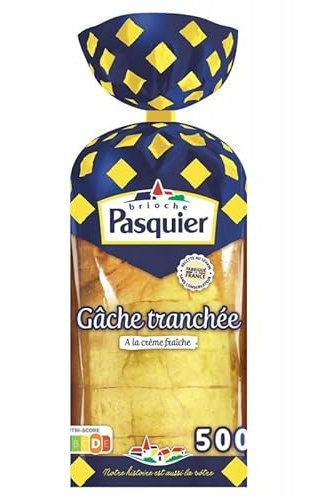 BRIOCHE PASQUIER - Gâche Tranchée 500g - Pain Brioché Moelleux et Doré - Idéal pour le Petit Déjeuner et les Goûters Gourmands! - le Lot De 4
